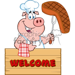   The clipart image displays a cartoon pig dressed as a chef, wearing a chef