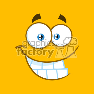 A bright yellow, comical face with large, exaggerated eyes and a big, toothy smile.