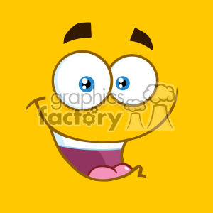 A humorous clipart image of a comical face with a big happy smile, wide eyes, and a playful expression.