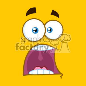 10896 Royalty Free RF Clipart Scared Cartoon Square Emoticons With Panic Expression Vector With Yellow Background