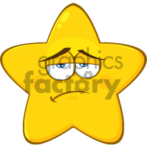   Royalty Free RF Clipart Illustration Sadness Yellow Star Cartoon Emoji Face Character With Expression Vector Illustration Isolated On White Background 