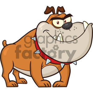 This is a cartoon image of an angry bulldog with a spiked collar.