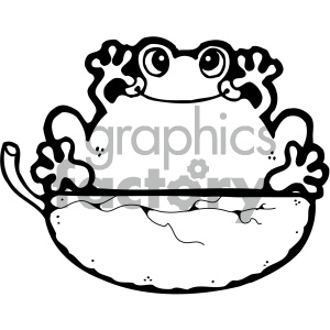 cartoon clipart frog 014 bw