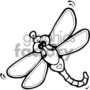 black and white cartoon dragonfly