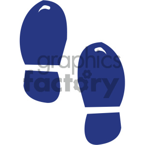 A clipart image of two blue footprints representing footsteps.