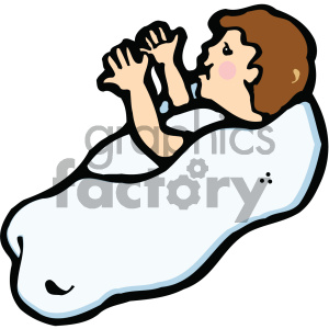 A cute cartoon illustration of a baby wrapped in a blanket.