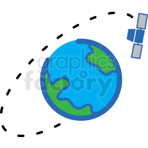 satellite orbiting vector icon