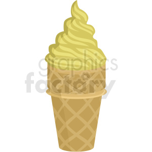 Illustration of an ice cream cone with a swirl of yellow ice cream on top.