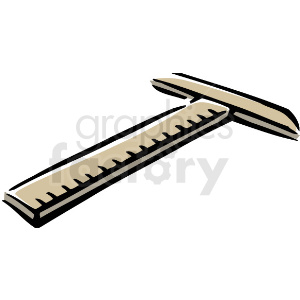 Clipart illustration of a T-square tool used for drafting and measuring.