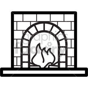 black and white fireplace vector icon