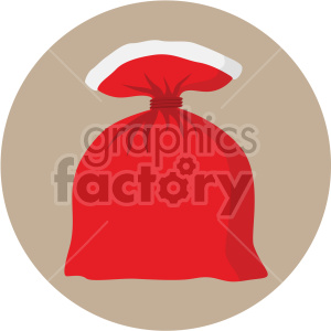 christmas santa bag on tan circle background icon