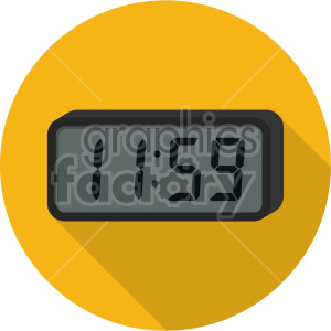 A digital clock displaying 11:59 on a yellow circular background, symbolizing New Year's Eve countdown.