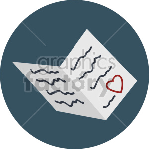 Clipart image of an open love letter with a heart symbol, representing Valentine's greetings.