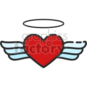 The clipart image depicts a heart with angel wings. It is commonly associated with Valentine's Day and represents love and affection. The image portrays the idea of a love that is pure, heavenly, and protective.

