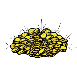 Clipart image of a pile of gold coins representing a pot of gold, commonly associated with St. Patrick's Day.