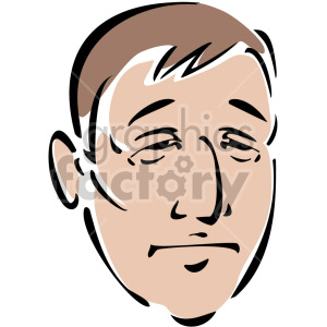 Clipart illustration of a sad man's face with a neutral expression.