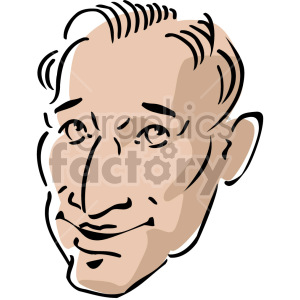 A stylized clipart image of a man's face with simple lines and shading.