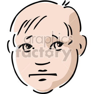 Clipart of a child's sad face with simple lines and shading.