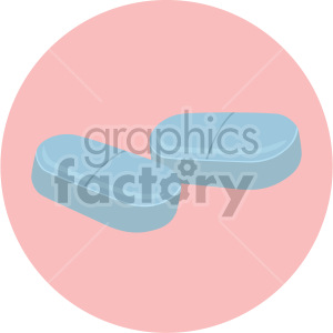 Clipart image of two blue pills on a pink circular background.