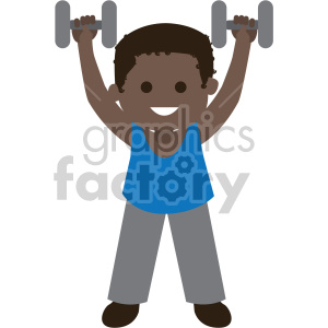 african american boy lifting dumbbells