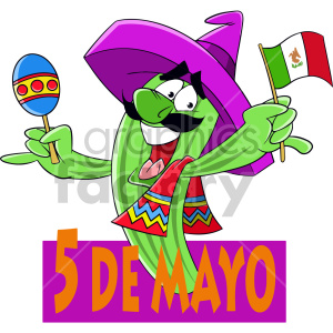 Cinco de Mayo Cartoon Cactus with Sombrero