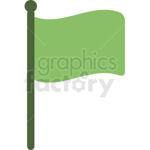 The image is a simple clipart representation of a blank, green flag on a flagpole.