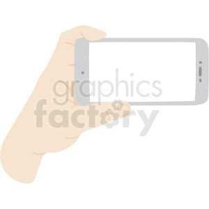 Illustration of a hand holding a smartphone horizontally.