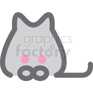 The clipart image depicts a stylized representation of a cat. It features a simple, flat design with a gray body, distinctive cat-like ears, pink blush on the cheeks, and a pair of stylized eyes and a nose.