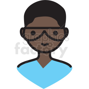 black boy nerd avatar vector clipart
