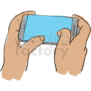 Illustration of hands holding a smartphone.