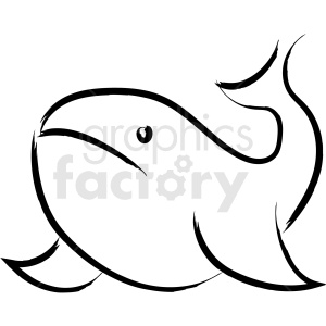 Black and White Whale Line Art