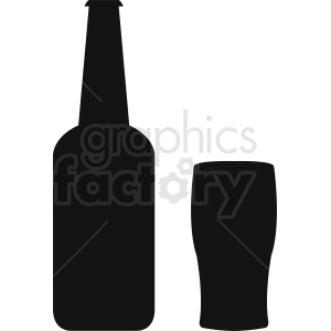 Silhouette of a bottle and glass.