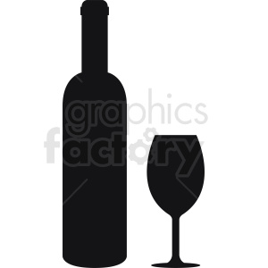 bottle of wine with glass silhouette