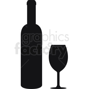 A simple clipart image featuring a wine bottle and a wine glass.