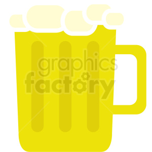 Clipart image of a yellow beer mug with foam on top.