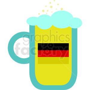 Clipart image of a beer mug with foam and a German flag, symbolizing Oktoberfest.