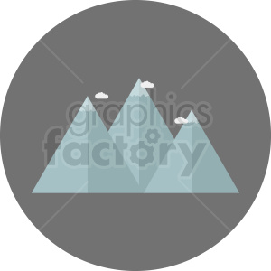 blue mountain with clouds clipart on circle background