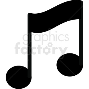   The clipart image shows a slanted, black and white eighth note commonly used in musical notation. An eighth note is a musical note that represents half of a quarter note
