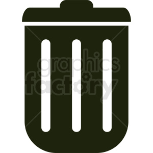   The clipart image shows a simple black and white icon of a trash can, commonly used to represent throwing away or disposing of garbage or waste.
 
