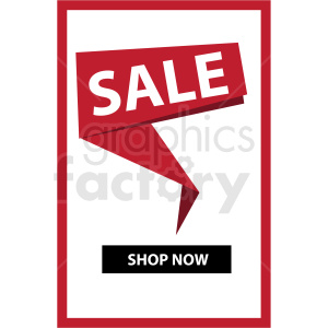 sale shop now notification banner with red border icon vector clipart