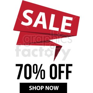 70 percent off sale shop now banner with no border icon vector clipart
