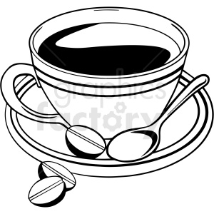 Black And White Coffee Cup Vector Clipart Graphics Factory