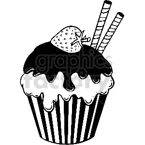 black and white cupcake vector clipart