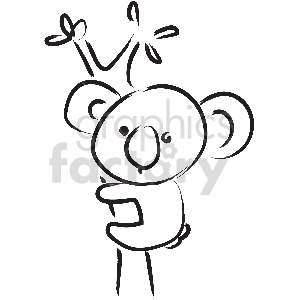 The clipart image shows a stylized depiction of a koala. The koala appears to be standing upright with one arm raised slightly. The style is simplistic with thick lines, featuring the classic round ears and prominent nose associated with koalas.