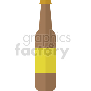 A clipart image of a brown bottle with a yellow label, representing a beverage or drink.