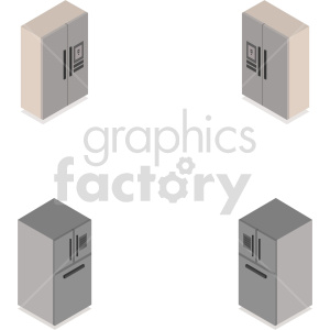 isometric refrigerators vector icon clipart set
