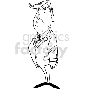 black white Donald Trump cartoon vector clipart