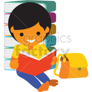 The clipart image depicts a cartoon girl who is reading books. She appears to be a student, and is likely a child or young person. The image is intended to convey the idea of learning, education, and the importance of reading.
