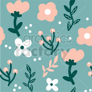 A floral pattern clipart image featuring various flowers and leaves in soft pastel colors on a light blue background.