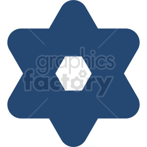 Blue Star of David symbol on a white background.